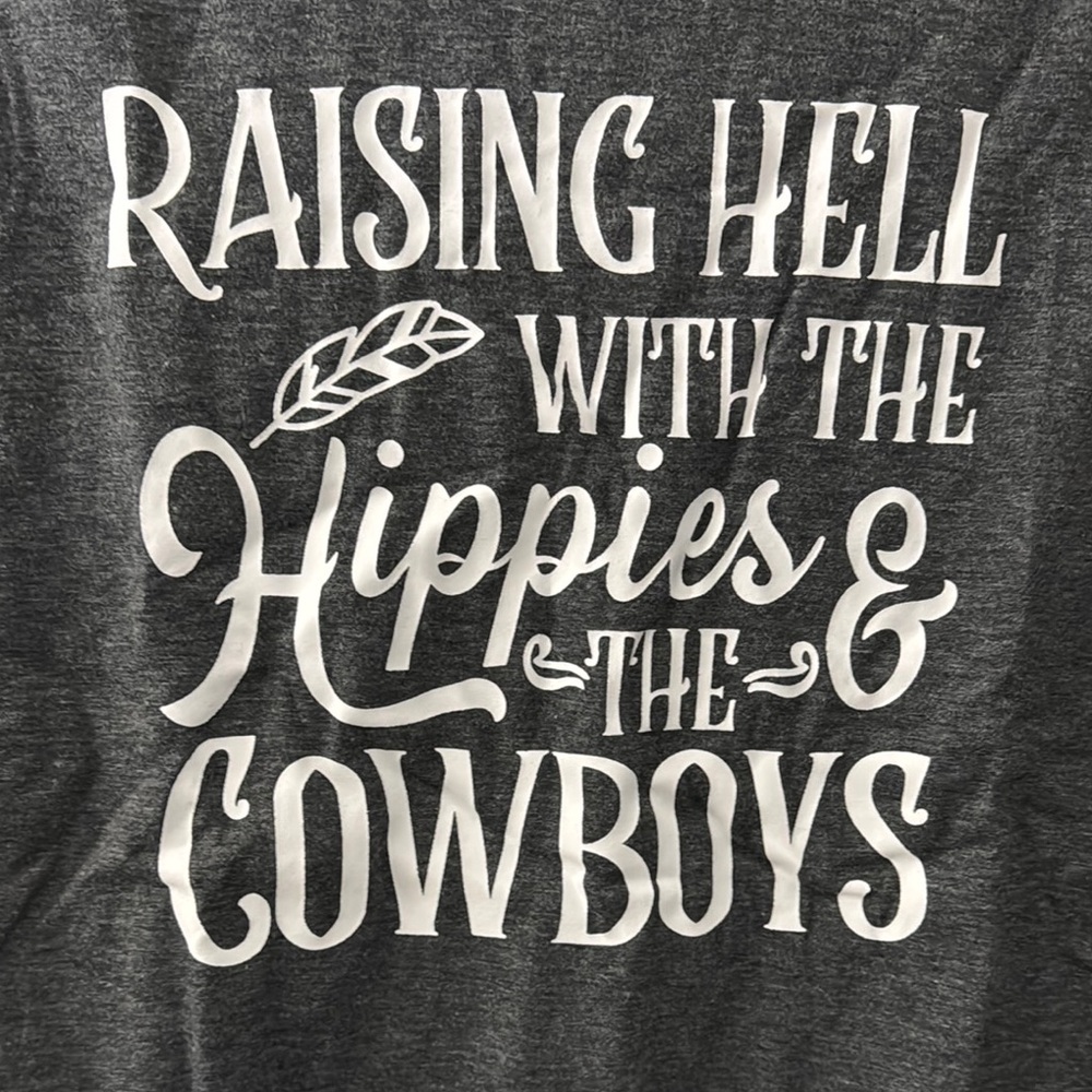 Gray Graphic Tee with White Text